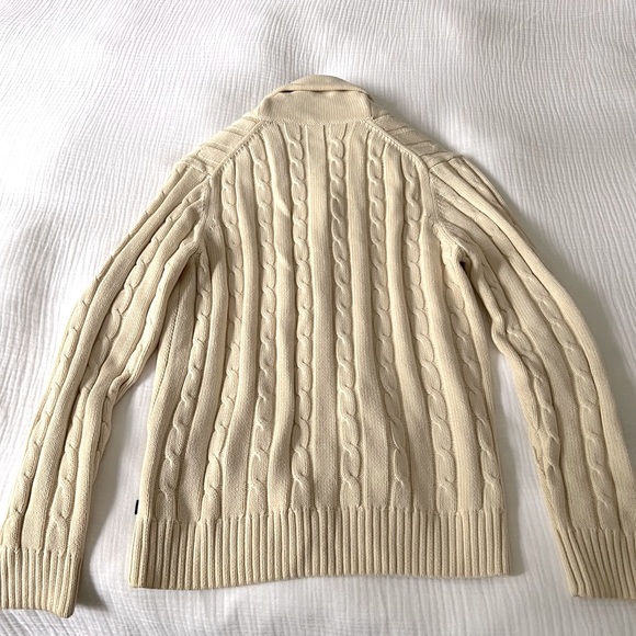 GANT Chunky Shawl Collar Cable Knit Cotton Cardigan - Picture 2 of 7